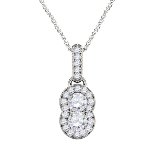 0.50 Carat Unique Design Two Stone Diamond Pendant Necklace For Women In 14K Rose, White & Yellow Gold With 18'' Chain Jewelry Mauli Jewels