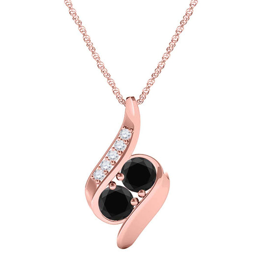 0.25 Carat Two Stone Black & White Diamond Pendant Necklace for Women in 14K Rose, White & Yellow Gold Mauli Jewels