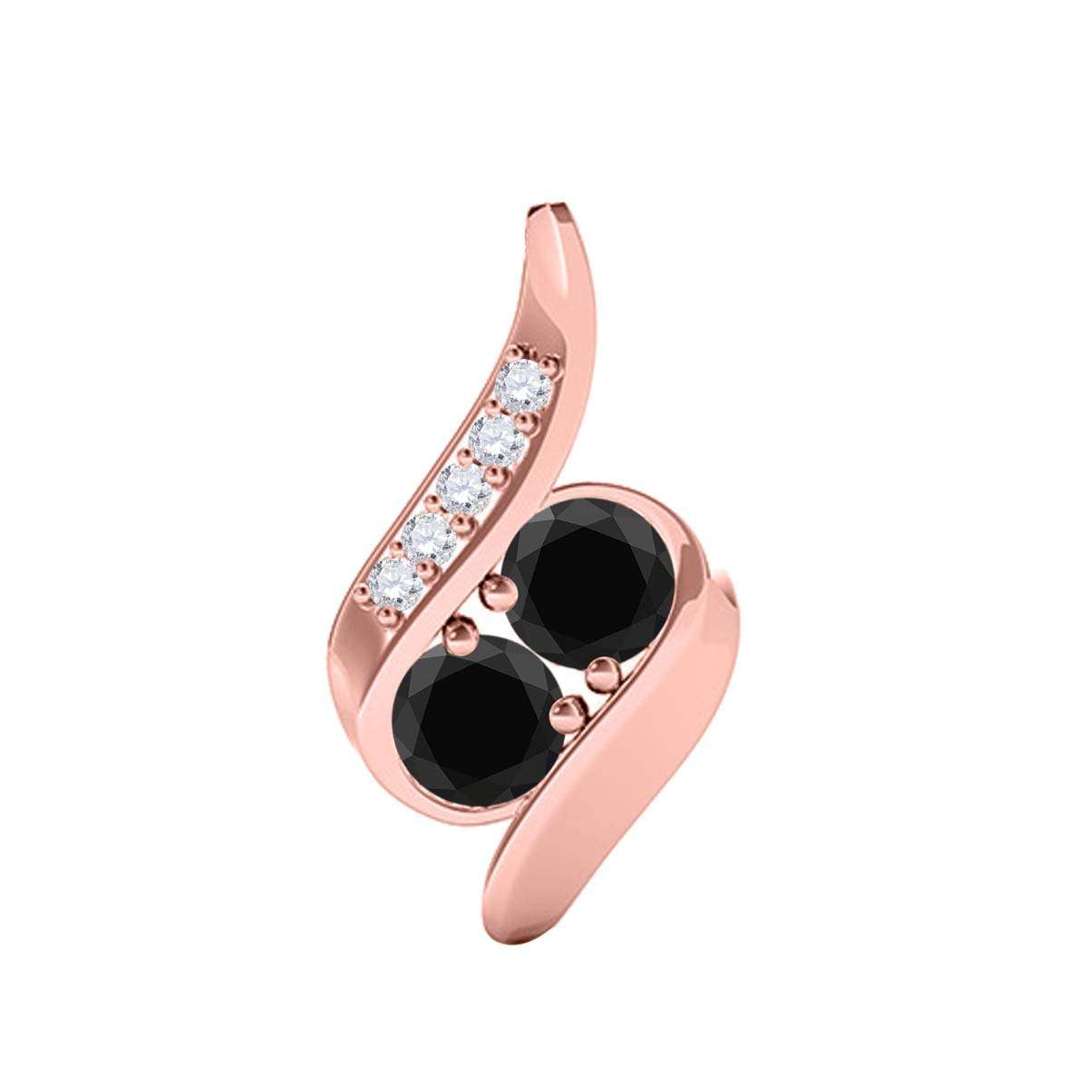 0.25 Carat Two Stone Black & White Diamond Pendant Necklace for Women in 14K Rose, White & Yellow Gold Mauli Jewels