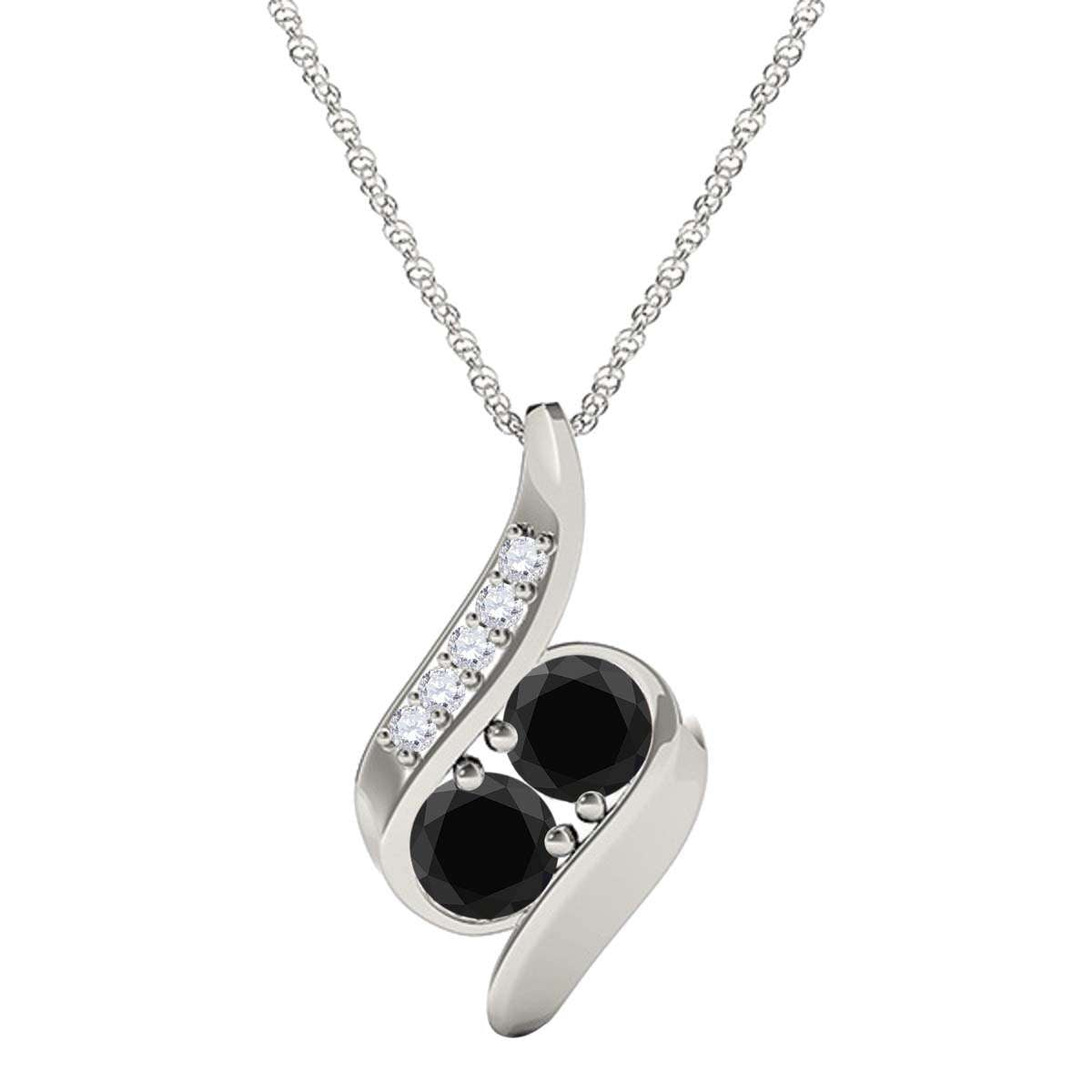 0.25 Carat Two Stone Black & White Diamond Pendant Necklace for Women in 14K Rose, White & Yellow Gold Mauli Jewels