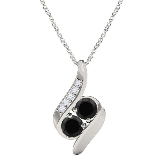 0.25 Carat Two Stone Black & White Diamond Pendant Necklace for Women in 14K Rose, White & Yellow Gold Mauli Jewels