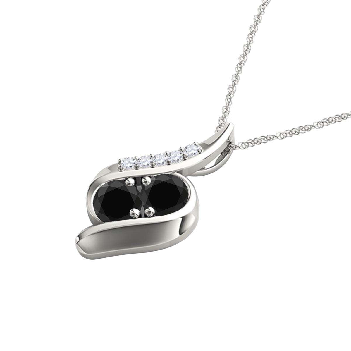 0.25 Carat Two Stone Black & White Diamond Pendant Necklace for Women in 14K Rose, White & Yellow Gold Mauli Jewels