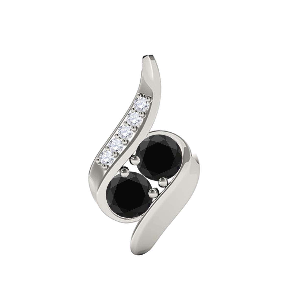 0.25 Carat Two Stone Black & White Diamond Pendant Necklace for Women in 14K Rose, White & Yellow Gold Mauli Jewels