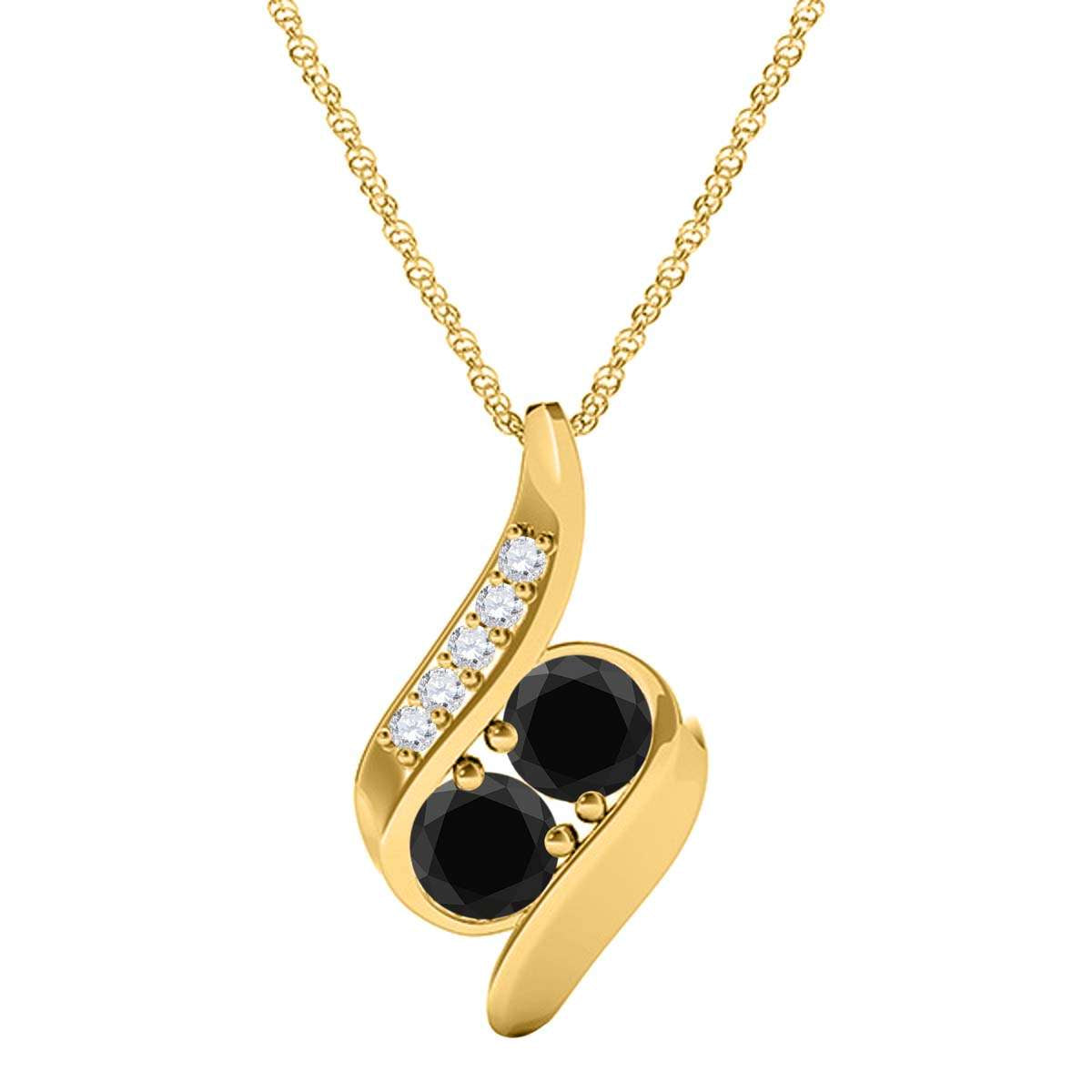 0.25 Carat Two Stone Black & White Diamond Pendant Necklace for Women in 14K Rose, White & Yellow Gold Mauli Jewels