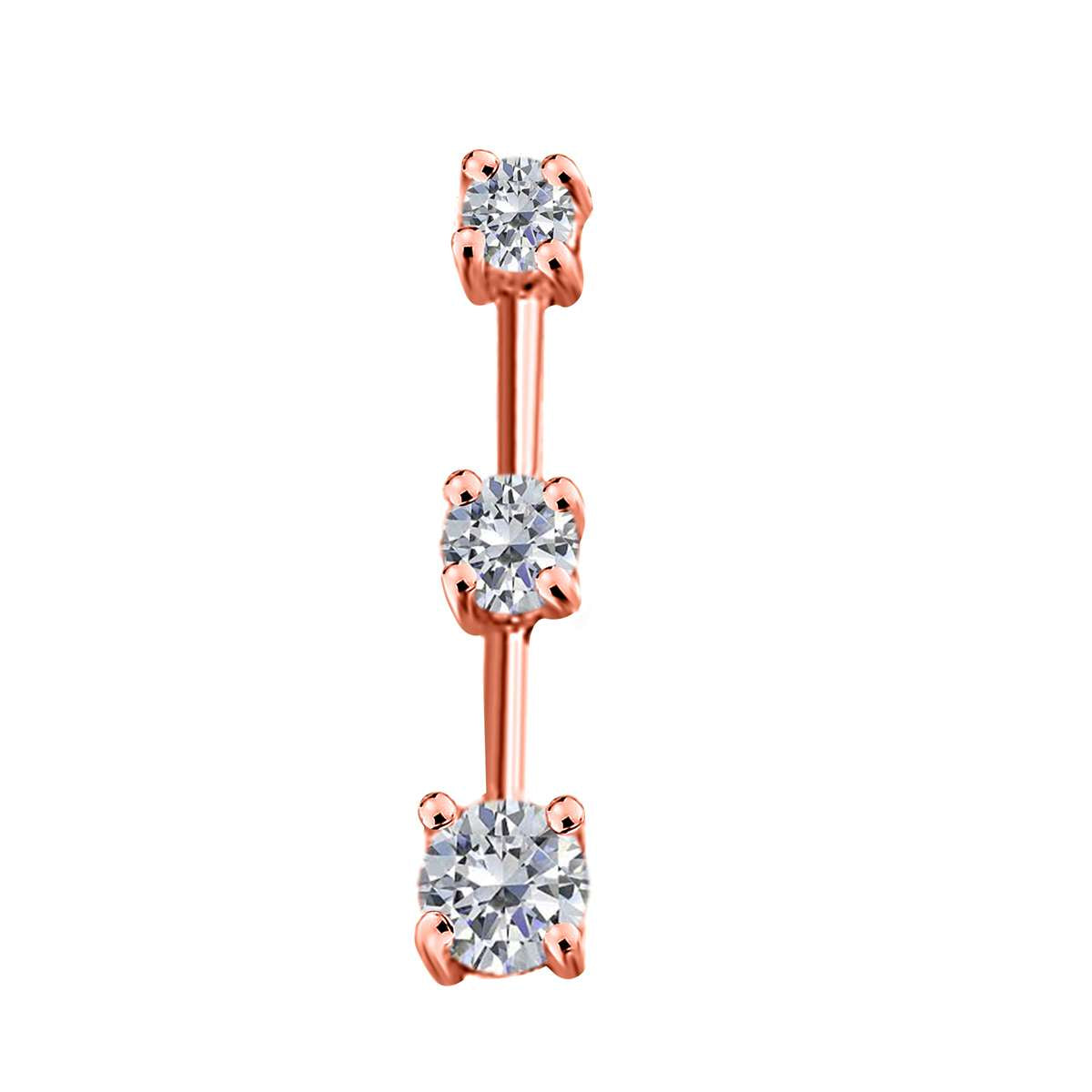 MauliJewels 1/4 Carat Three-Stone Diamond Pendant Necklace for Women in 14K Rose, White & Yellow Gold with 18" Box Chain Mauli Jewels