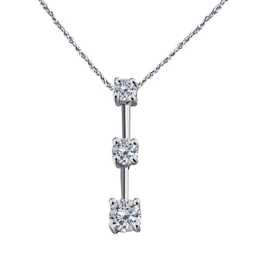 MauliJewels 1/4 Carat Three-Stone Diamond Pendant Necklace for Women in 14K Rose, White & Yellow Gold with 18" Box Chain Mauli Jewels