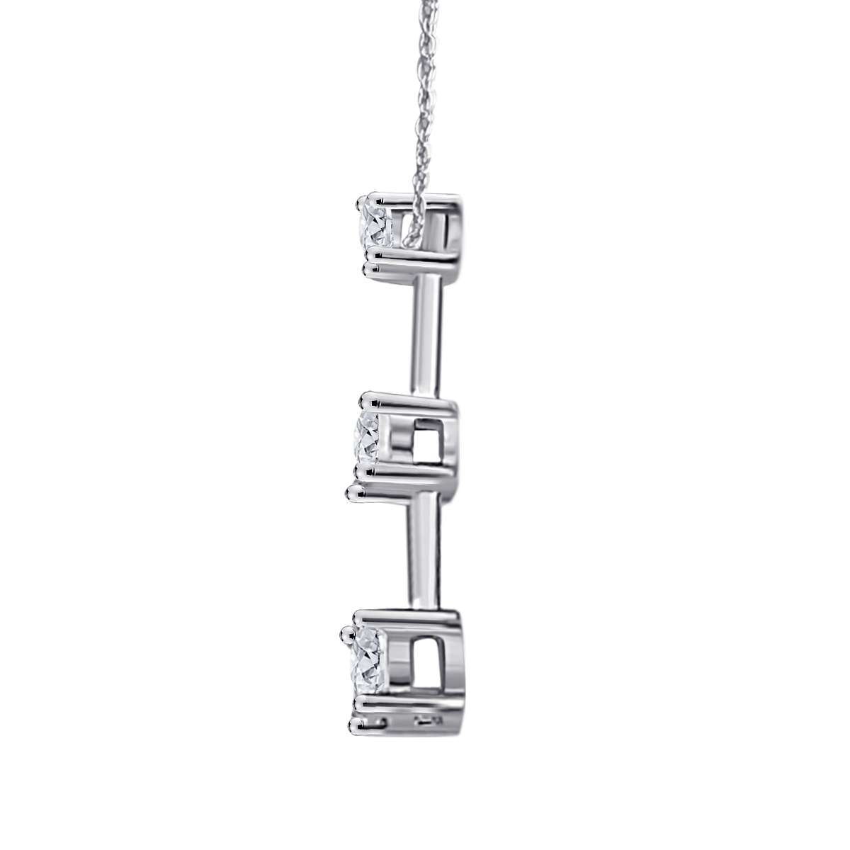 MauliJewels 1/4 Carat Three-Stone Diamond Pendant Necklace for Women in 14K Rose, White & Yellow Gold with 18" Box Chain Mauli Jewels