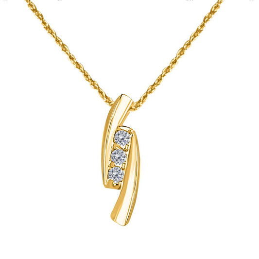 0.25 Carat Diamond Three Stone Prong Set Pendant Necklace for Women in 14K Rose, White & Yellow Gold with 18" Box Chain Mauli Jewels