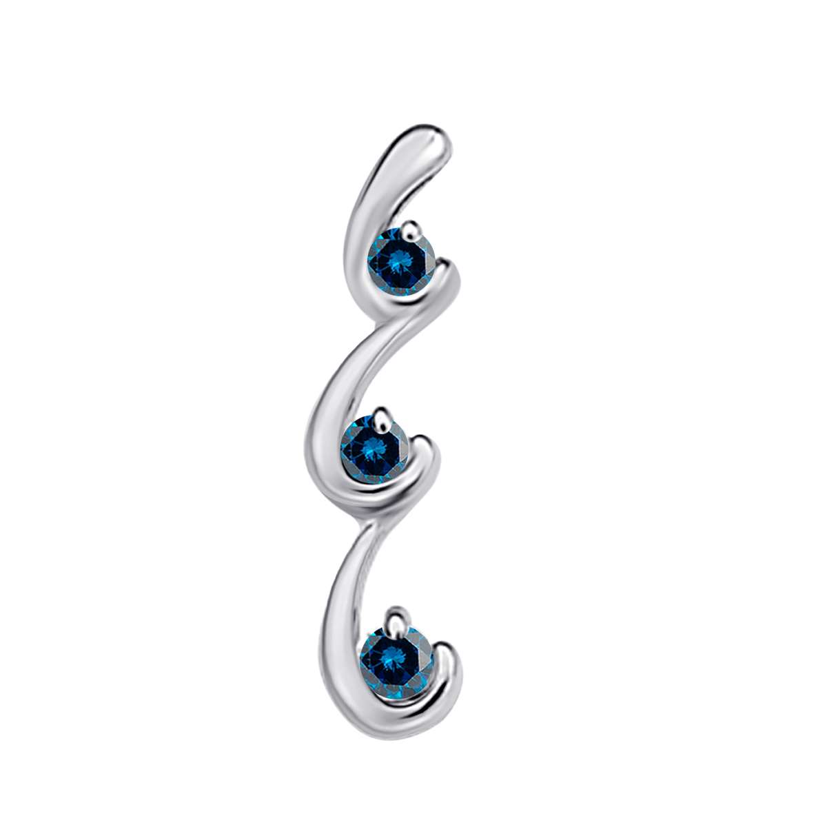 0.50 Carat Elegant Blue Diamond Three Stone Pendant In 10K Rose White & Yellow Gold With 18" Box Chain Mauli Jewels