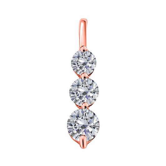 0.25 Carat Diamond Three-Stone Pendant Necklace in 14K Yellow, Rose & White Gold with 18" Chain | 4-Prong Setting Mauli Jewels