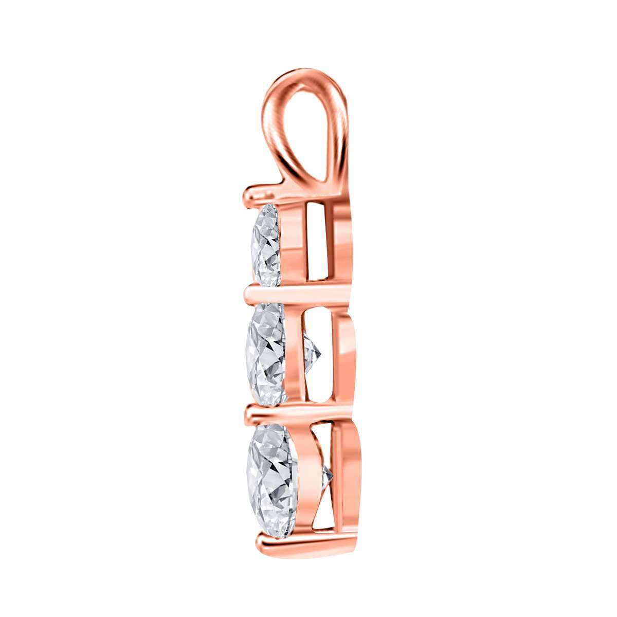 0.25 Carat Diamond Three-Stone Pendant Necklace in 14K Yellow, Rose & White Gold with 18" Chain | 4-Prong Setting Mauli Jewels