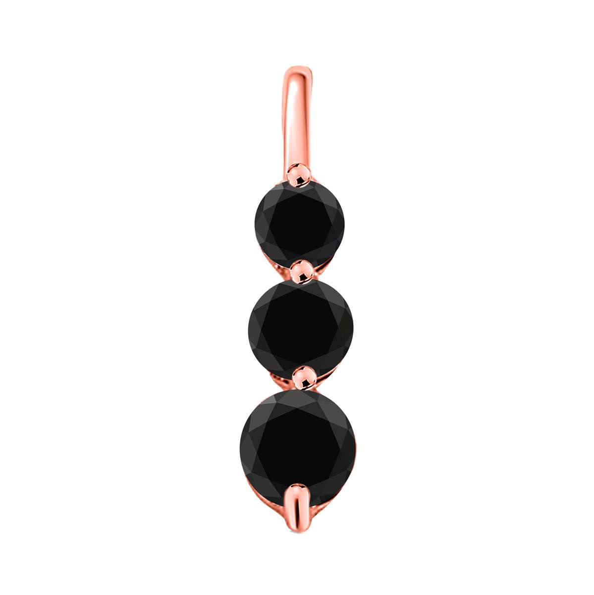 2.00 Black Diamond Three Stone Linear Pendant for Women In 10K Rose White & Yellow Gold With 18" Chain Mauli Jewels