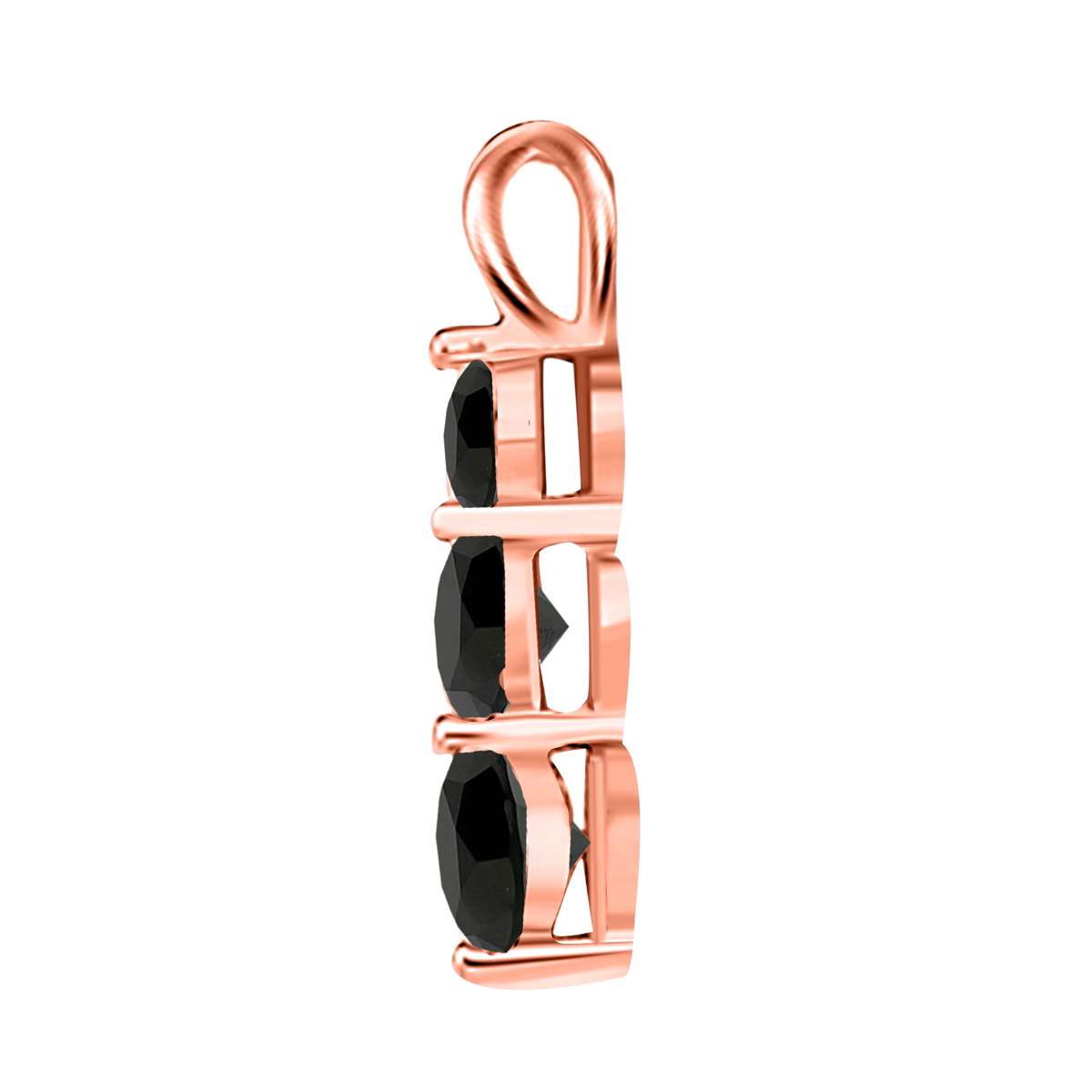 2.00 Black Diamond Three Stone Linear Pendant for Women In 10K Rose White & Yellow Gold With 18" Chain Mauli Jewels