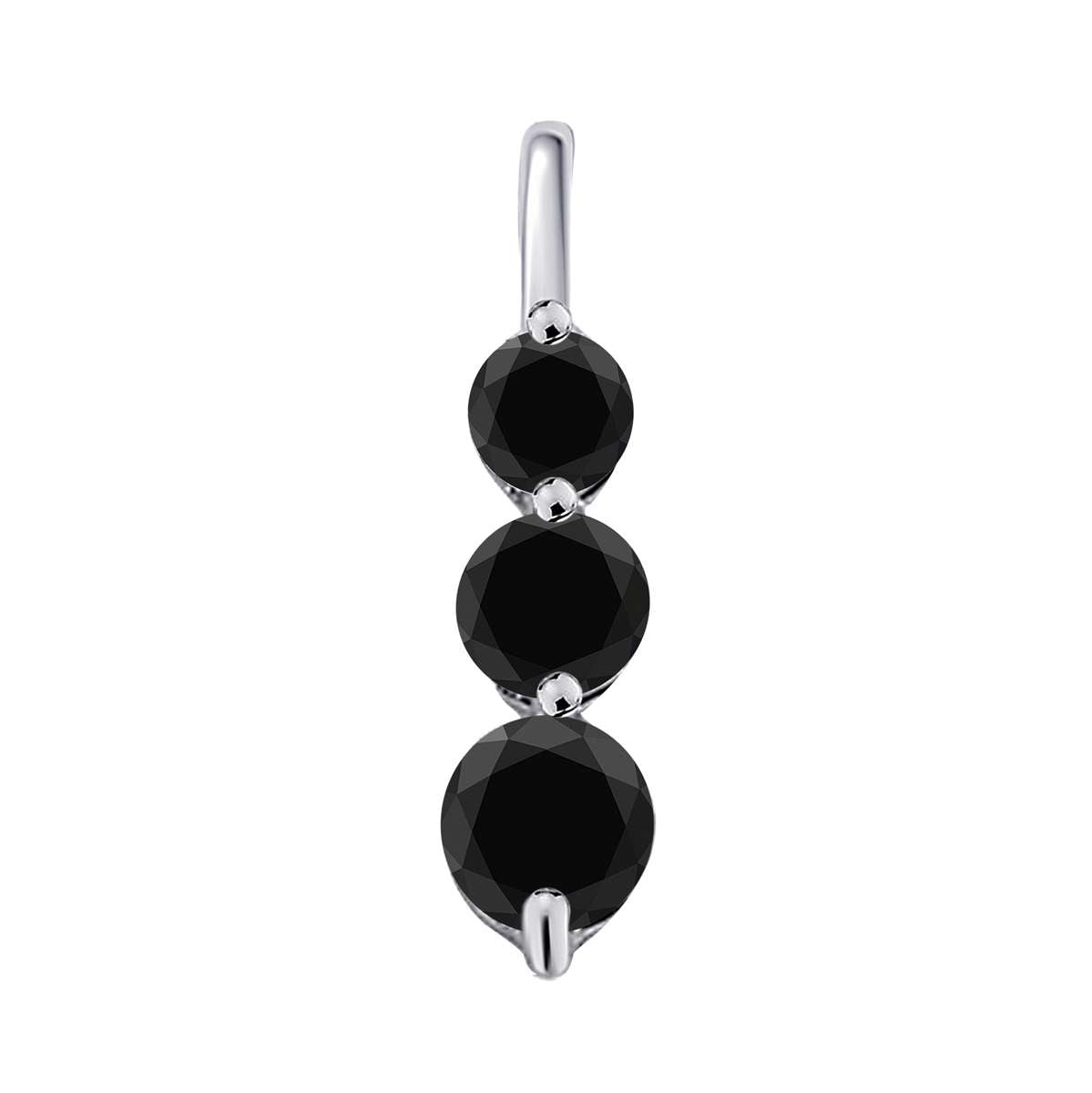 2.00 Black Diamond Three Stone Linear Pendant for Women In 10K Rose White & Yellow Gold With 18" Chain Mauli Jewels