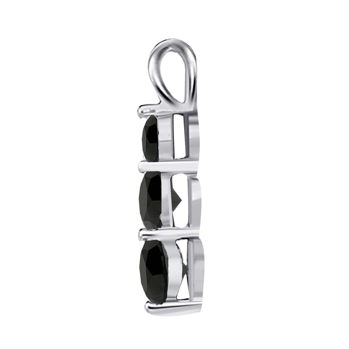 2.00 Black Diamond Three Stone Linear Pendant for Women In 10K Rose White & Yellow Gold With 18" Chain Mauli Jewels