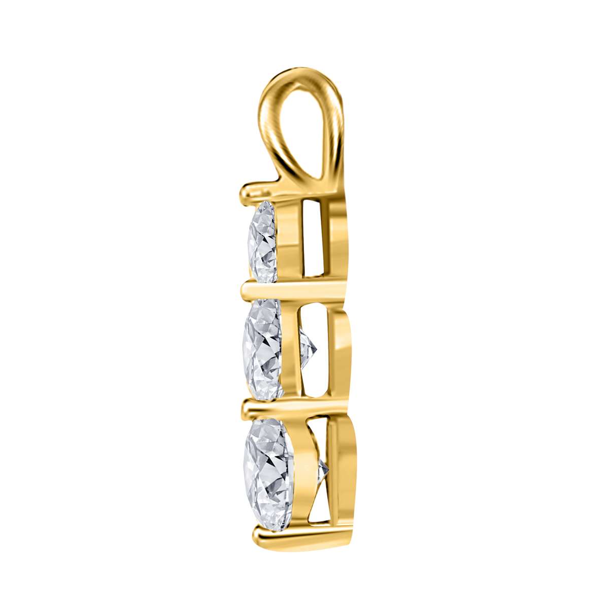 0.25 Carat Diamond Three-Stone Pendant Necklace in 14K Yellow, Rose & White Gold with 18" Chain | 4-Prong Setting Mauli Jewels