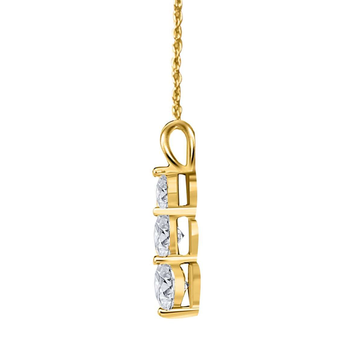 0.25 Carat Diamond Three-Stone Pendant Necklace in 14K Yellow, Rose & White Gold with 18" Chain | 4-Prong Setting Mauli Jewels