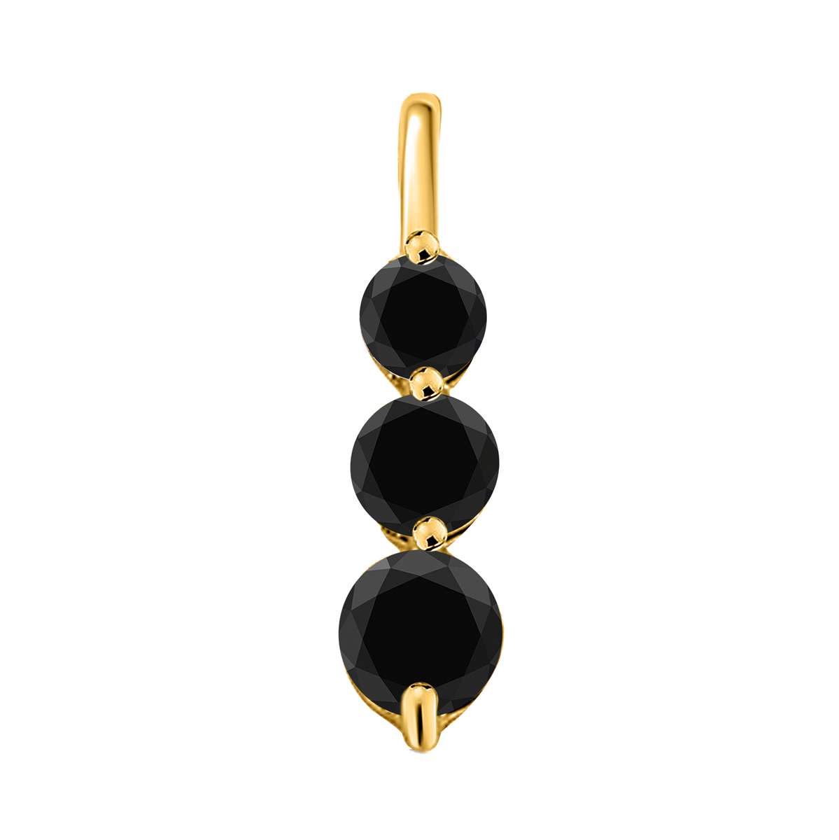 2.00 Black Diamond Three Stone Linear Pendant for Women In 10K Rose White & Yellow Gold With 18" Chain Mauli Jewels