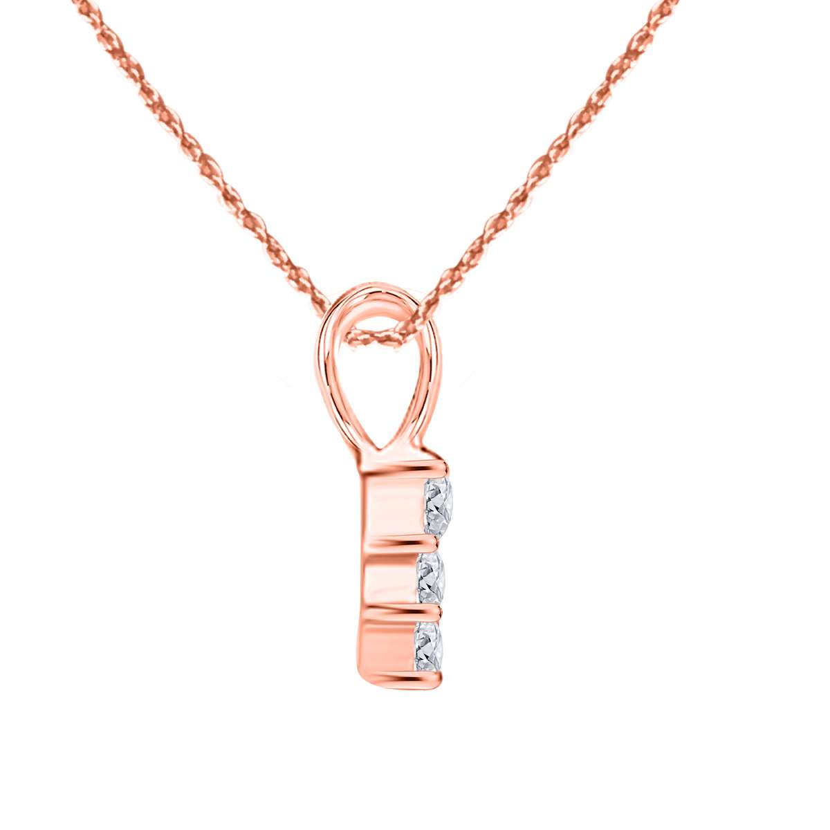 MauliJewels 0.25 Carat Diamond Three Stone Pendant Necklace For Women In 14K Rose White & Yellow Gold With Chain Mauli Jewels