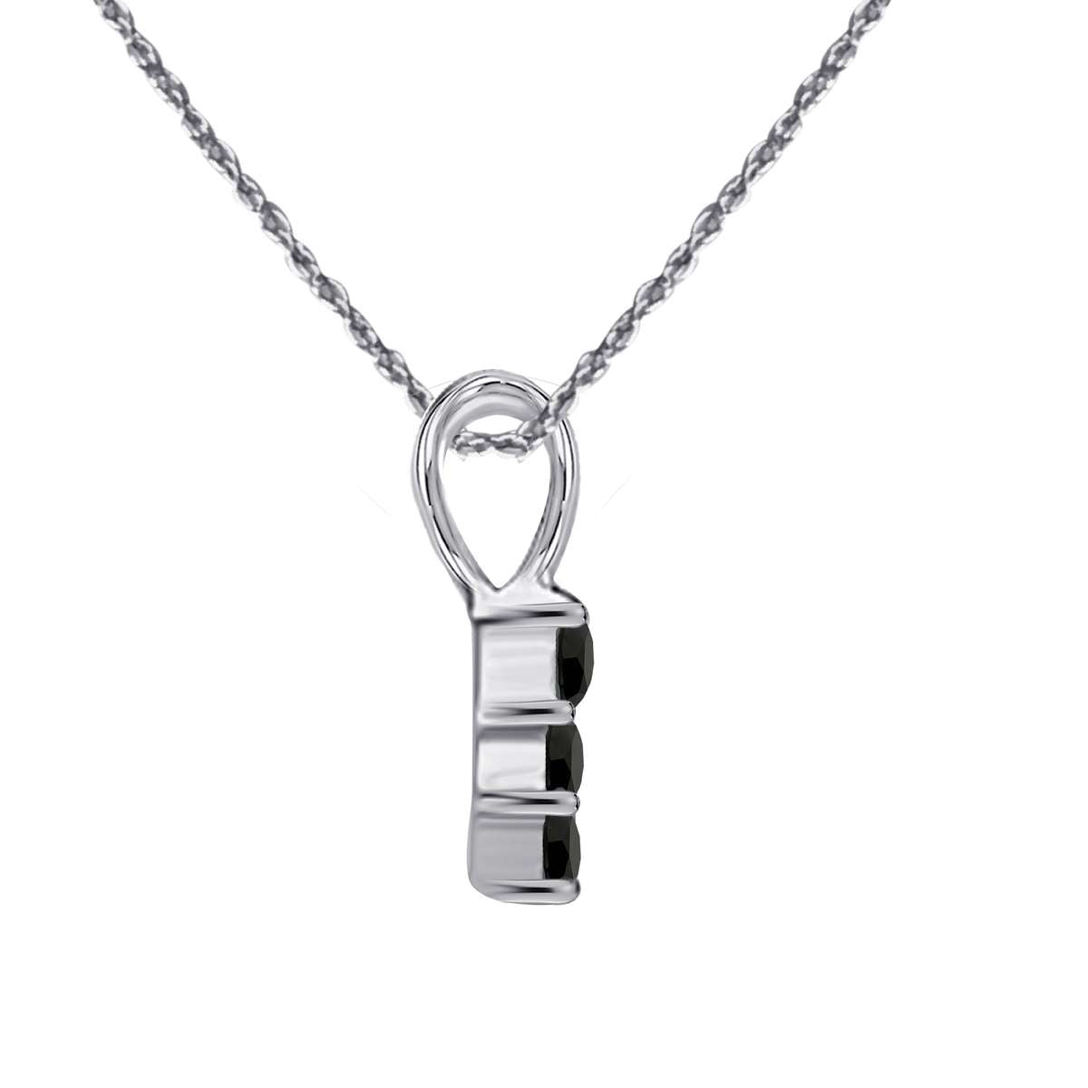 MauliJewels 1.00 Carat Three Stone Natural Black Diamond Prong Set Pendant Necklace In 14K White Rose & Yellow Gold With 18" Chain Mauli Jewels