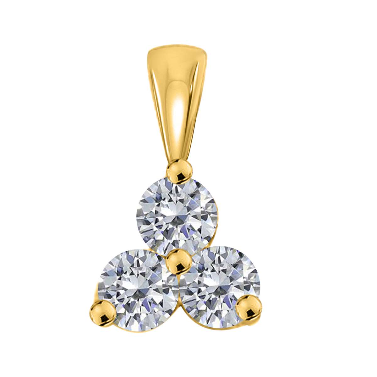 MauliJewels 0.25 Carat Diamond Three Stone Pendant Necklace For Women In 14K Rose White & Yellow Gold With Chain Mauli Jewels