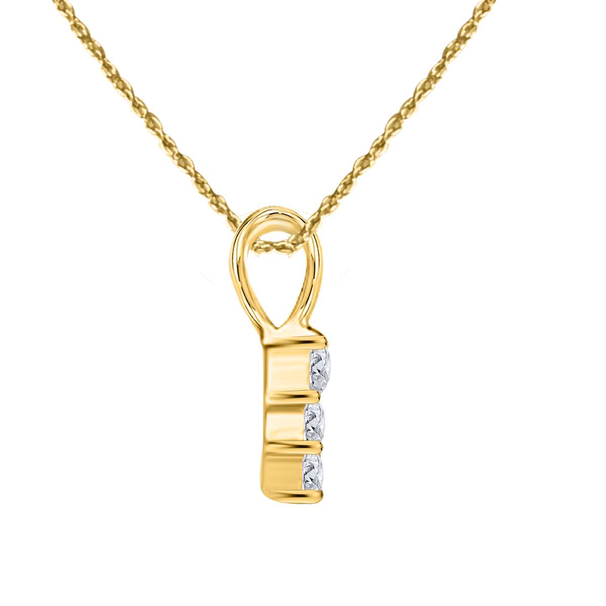 MauliJewels 0.25 Carat Diamond Three Stone Pendant Necklace For Women In 14K Rose White & Yellow Gold With Chain Mauli Jewels