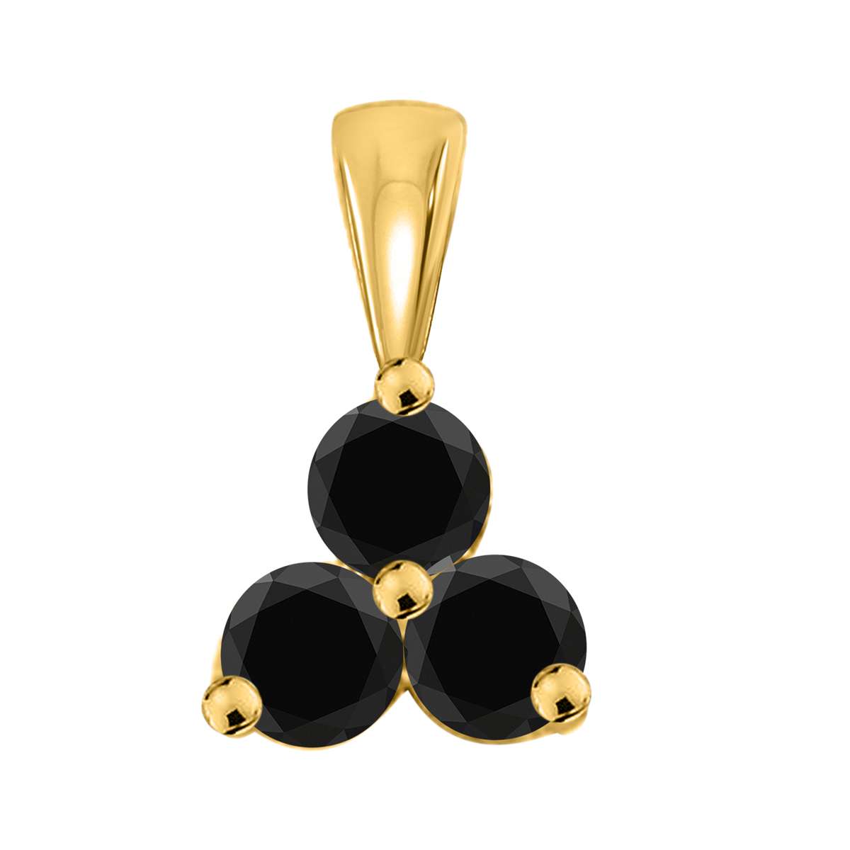 MauliJewels 1.00 Carat Three Stone Natural Black Diamond Prong Set Pendant Necklace In 14K White Rose & Yellow Gold With 18" Chain Mauli Jewels