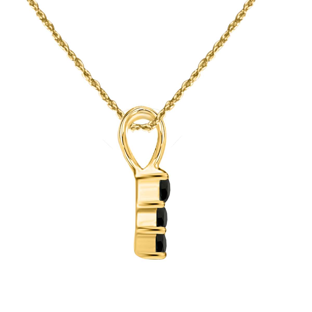 MauliJewels 1.00 Carat Three Stone Natural Black Diamond Prong Set Pendant Necklace In 14K White Rose & Yellow Gold With 18" Chain Mauli Jewels