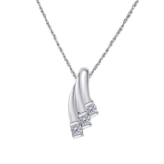 1/4 Carat Three Stone Channel Set Pendant Necklace For Women In 14K Rose White & Yellow Gold With 18" Box Chain Mauli Jewels