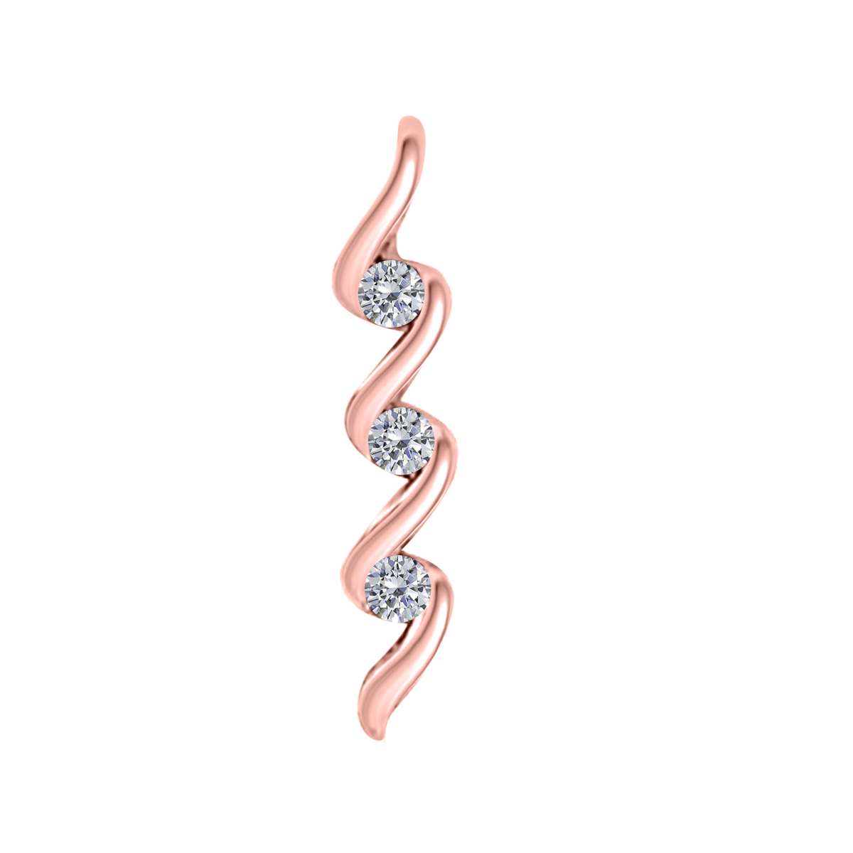 0.10 Carat Three Stone Channel Set Pendant Necklace for Women in 10K Rose, White & Yellow Gold with 18" Box Chain Mauli Jewels