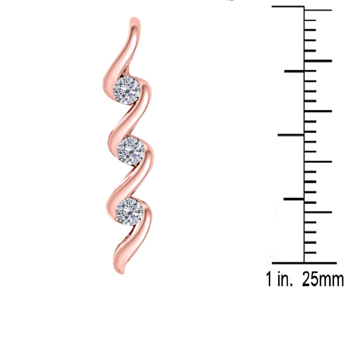 0.10 Carat Three Stone Channel Set Pendant Necklace for Women in 10K Rose, White & Yellow Gold with 18" Box Chain Mauli Jewels