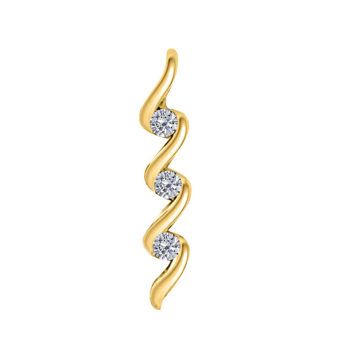 0.10 Carat Three Stone Channel Set Pendant Necklace for Women in 10K Rose, White & Yellow Gold with 18" Box Chain Mauli Jewels