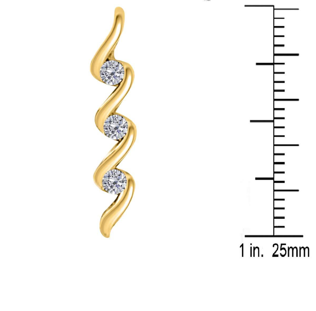 0.10 Carat Three Stone Channel Set Pendant Necklace for Women in 10K Rose, White & Yellow Gold with 18" Box Chain Mauli Jewels