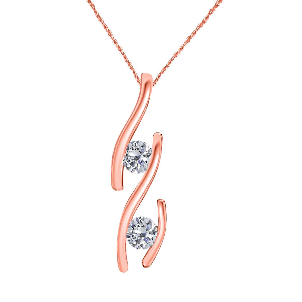 Mauli Jewels 0.20 Carat Classic Two-Stone Diamond Channel Set Pendant for Women in 14K Rose, White, & Yellow Gold Mauli Jewels