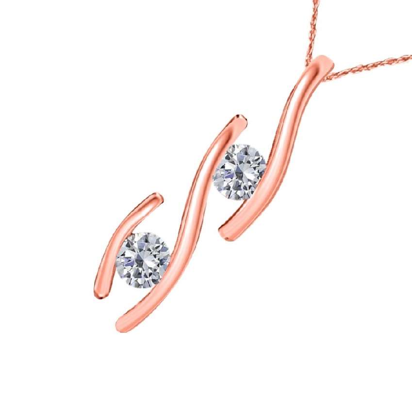 Mauli Jewels 0.20 Carat Classic Two-Stone Diamond Channel Set Pendant for Women in 14K Rose, White, & Yellow Gold Mauli Jewels