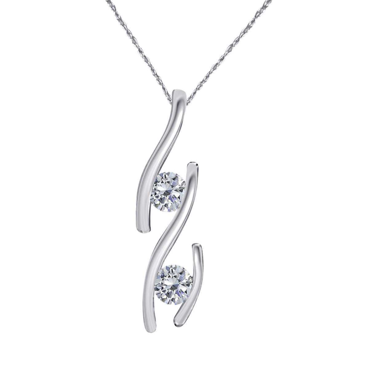 Mauli Jewels 0.20 Carat Classic Two-Stone Diamond Channel Set Pendant for Women in 14K Rose, White, & Yellow Gold Mauli Jewels