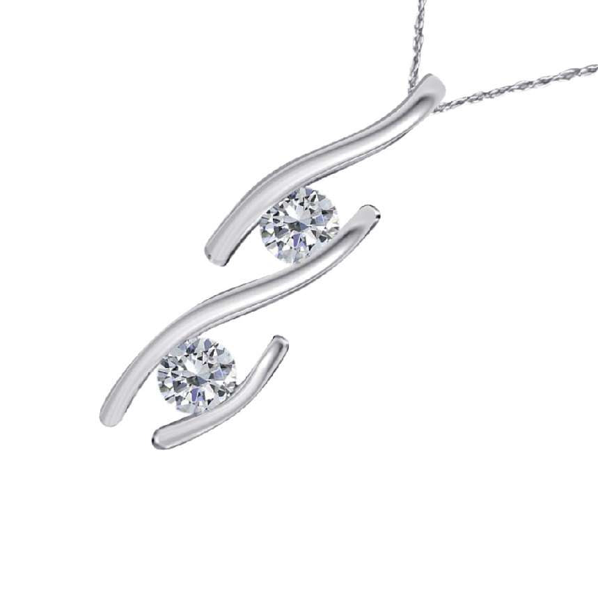 Mauli Jewels 0.20 Carat Classic Two-Stone Diamond Channel Set Pendant for Women in 14K Rose, White, & Yellow Gold Mauli Jewels