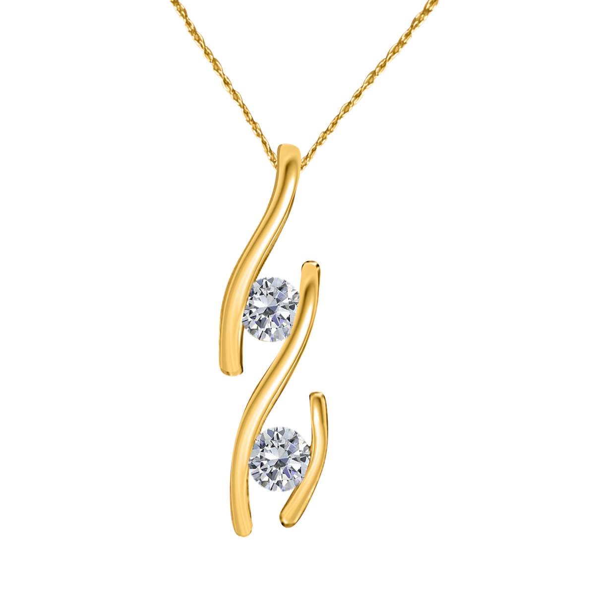 Mauli Jewels 0.20 Carat Classic Two-Stone Diamond Channel Set Pendant for Women in 14K Rose, White, & Yellow Gold Mauli Jewels