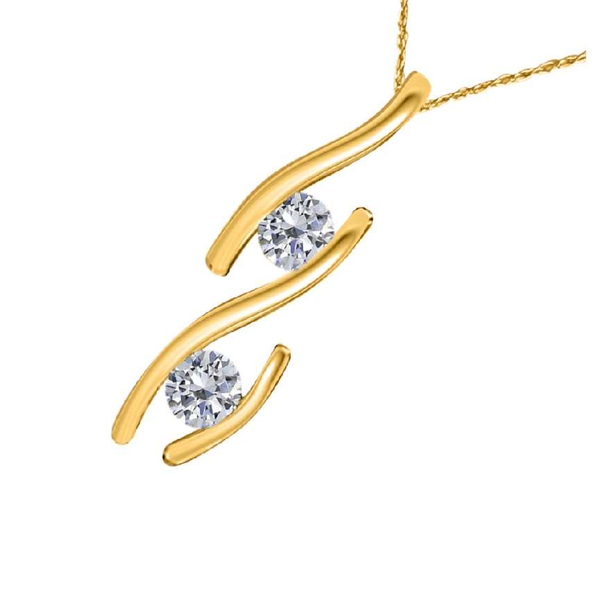 Mauli Jewels 0.20 Carat Classic Two-Stone Diamond Channel Set Pendant for Women in 14K Rose, White, & Yellow Gold Mauli Jewels