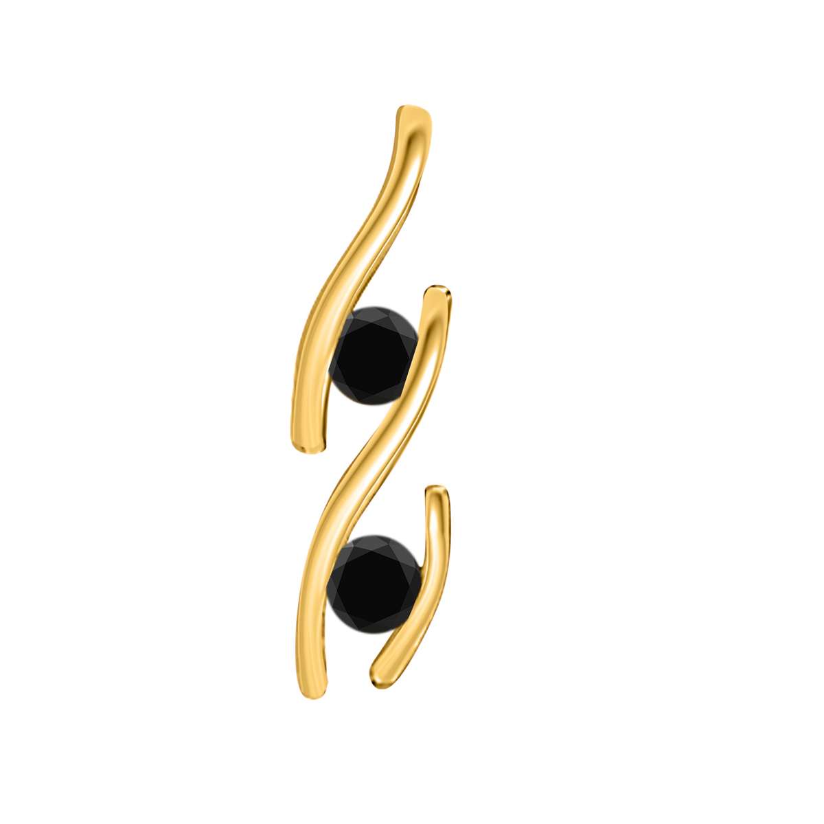 0.20 Carat Two Stone Black Diamond Channel Set Pendant Necklace for Women In 14K Rose White & Yellow Gold With 18" Chain Mauli Jewels