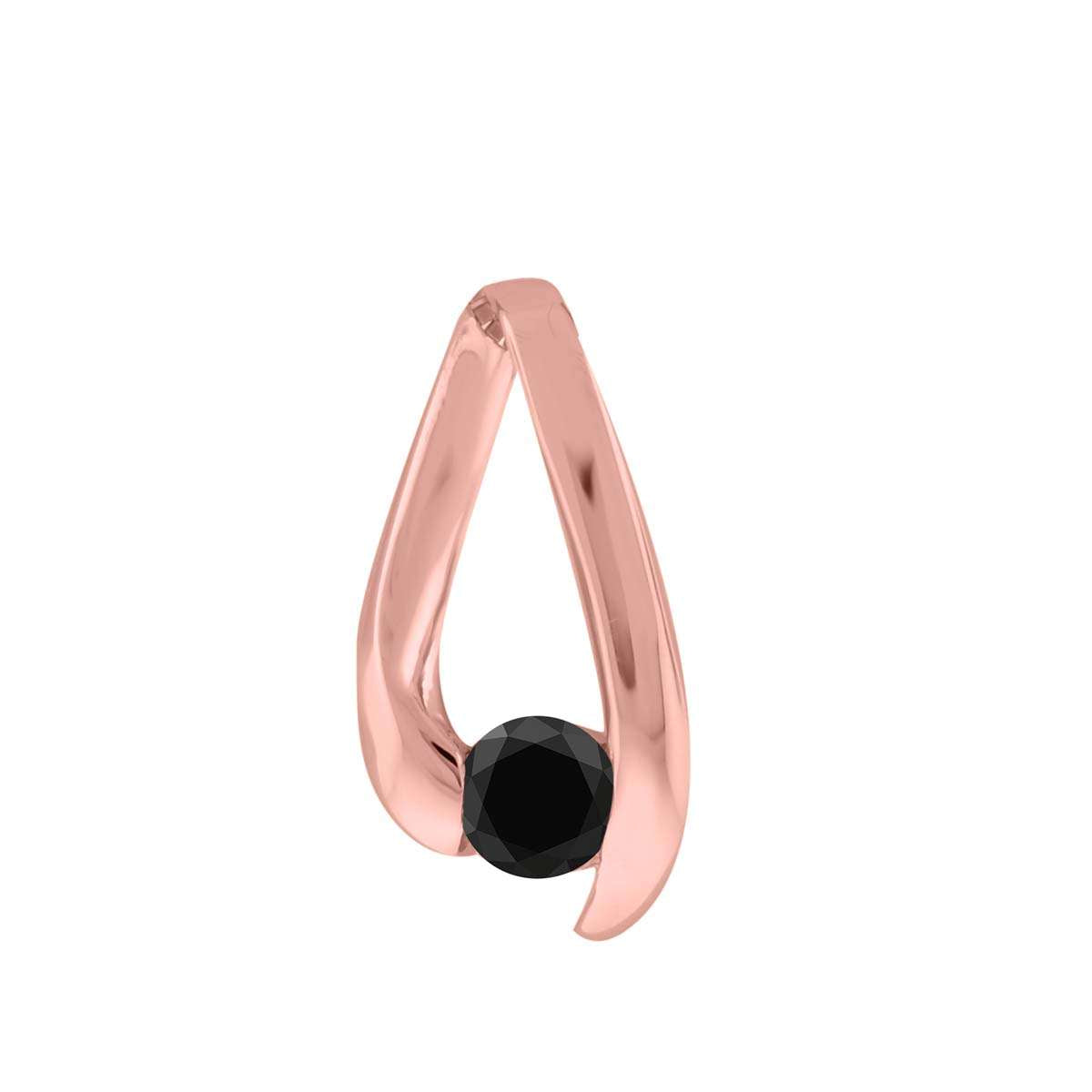 0.25 Carat Black Diamond Channel Set Pendant For Women's In 14K Solid Rose White Yellow Gold With 18" Gold Box Chain Mauli Jewels