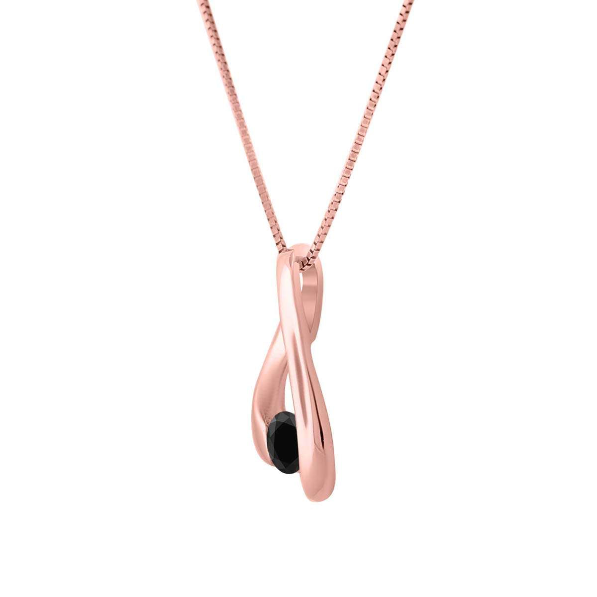 0.25 Carat Black Diamond Channel Set Pendant For Women's In 14K Solid Rose White Yellow Gold With 18" Gold Box Chain Mauli Jewels