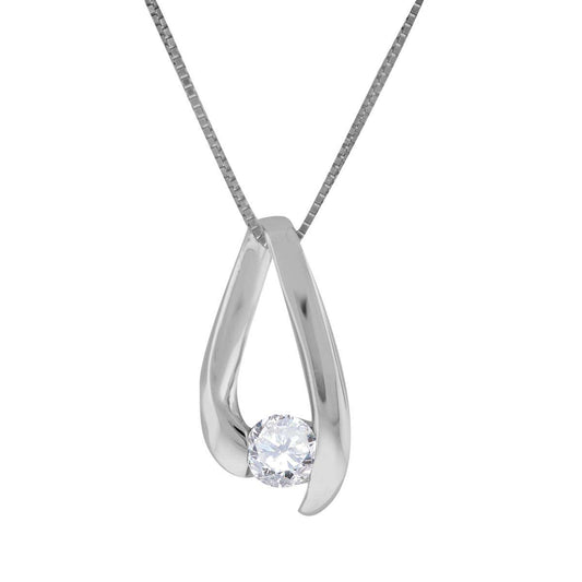 0.25 Carat Round Channel Set Diamond Pendant Necklace For Women's / Girls In 14K Solid Rose White Yellow Gold With 18" Box Chain Mauli Jewels