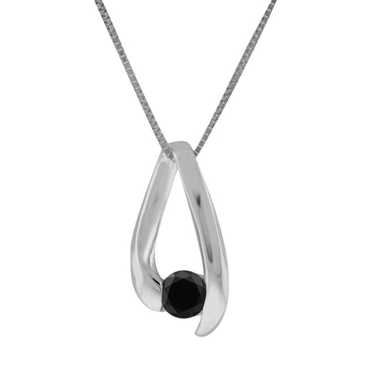 0.25 Carat Black Diamond Channel Set Pendant For Women's In 14K Solid Rose White Yellow Gold With 18" Gold Box Chain Mauli Jewels
