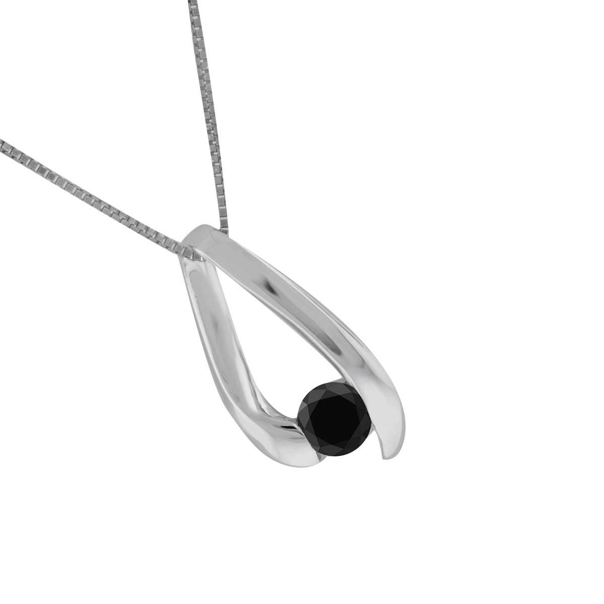 0.25 Carat Black Diamond Channel Set Pendant For Women's In 14K Solid Rose White Yellow Gold With 18" Gold Box Chain Mauli Jewels