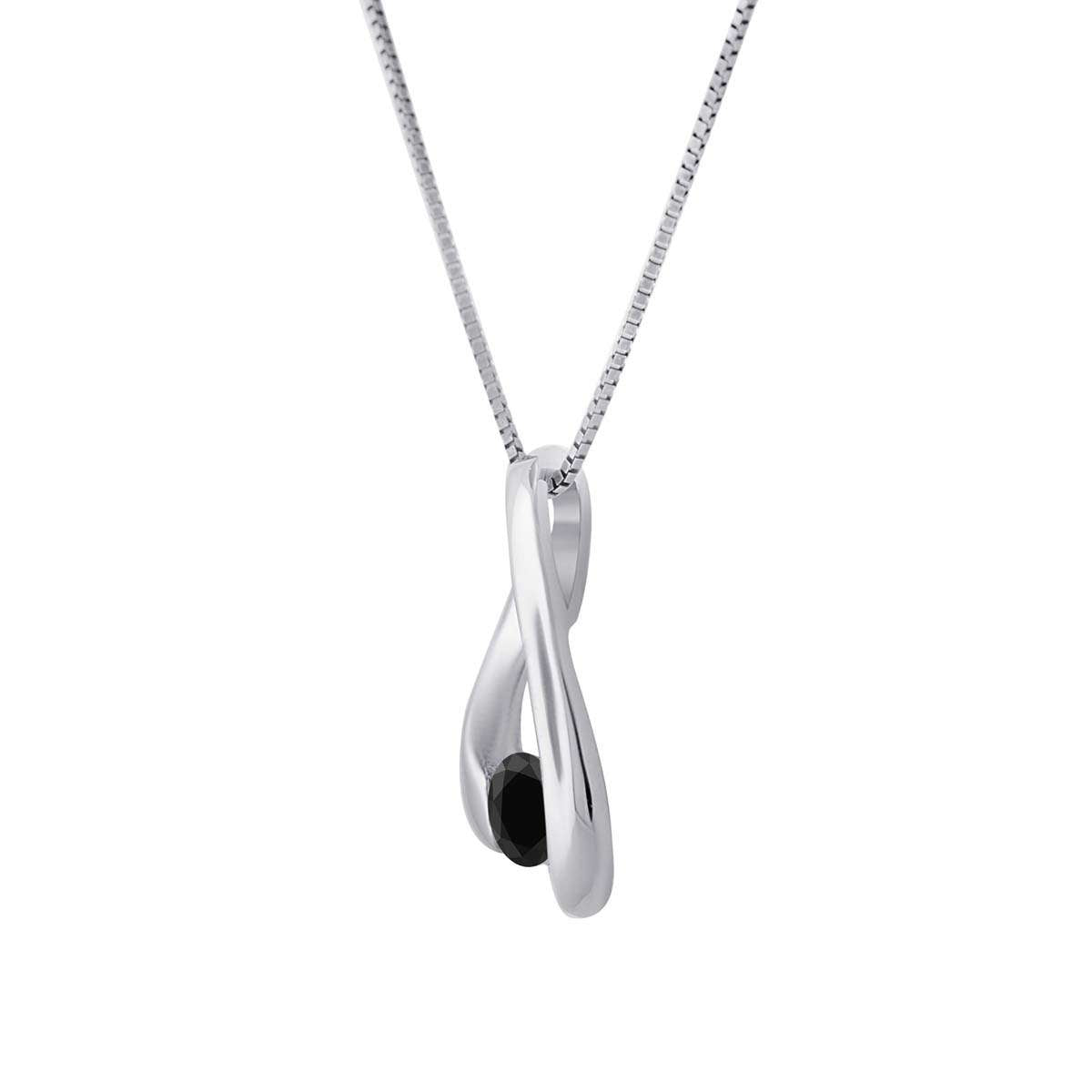 0.25 Carat Black Diamond Channel Set Pendant For Women's In 14K Solid Rose White Yellow Gold With 18" Gold Box Chain Mauli Jewels
