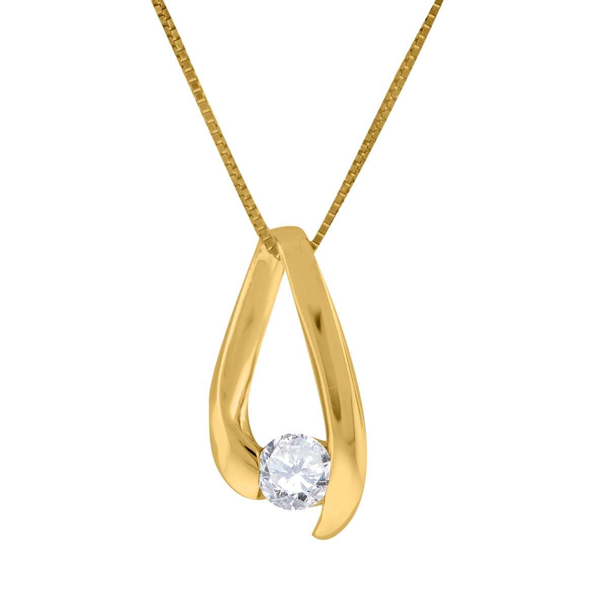 0.25 Carat Round Channel Set Diamond Pendant Necklace For Women's / Girls In 14K Solid Rose White Yellow Gold With 18" Box Chain Mauli Jewels