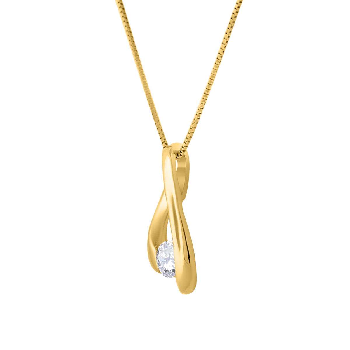 0.25 Carat Round Channel Set Diamond Pendant Necklace For Women's / Girls In 14K Solid Rose White Yellow Gold With 18" Box Chain Mauli Jewels