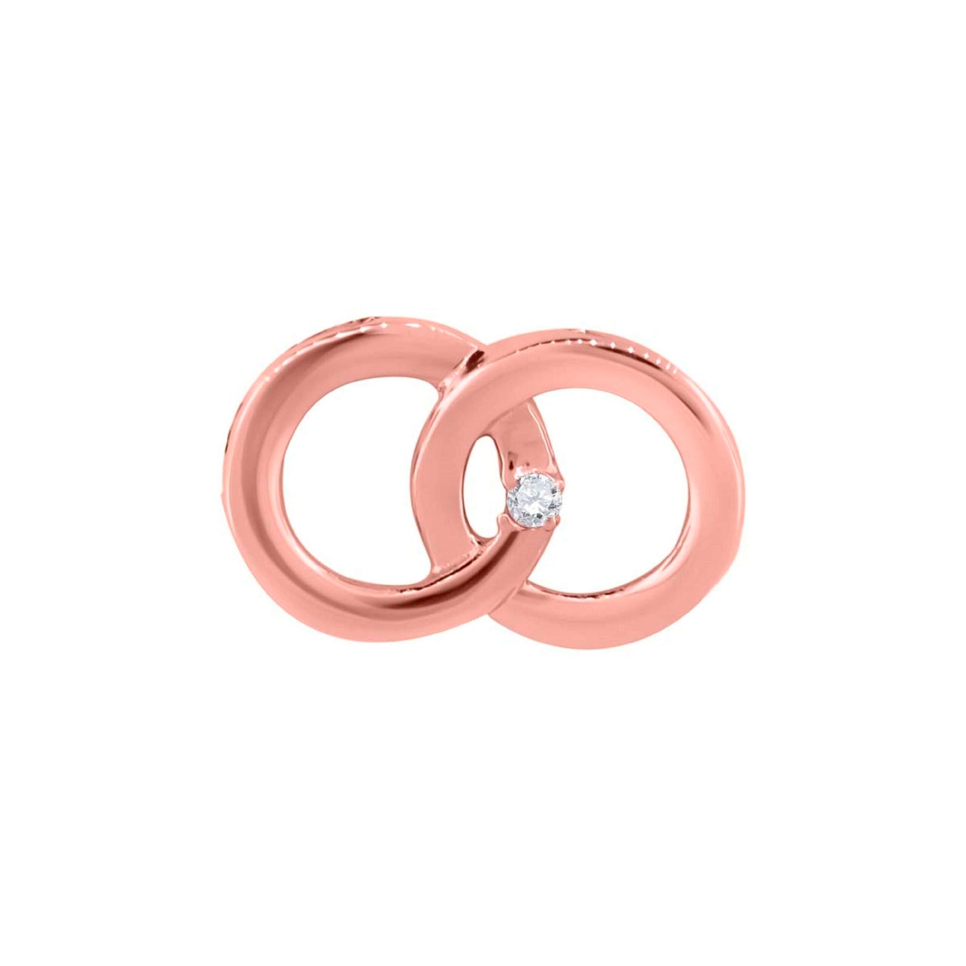 0.01 Carat Double Circle Interlocking Loop Pendant Necklace In 10K Rose White Yellow Gold With 18" Box Chain Mauli Jewels