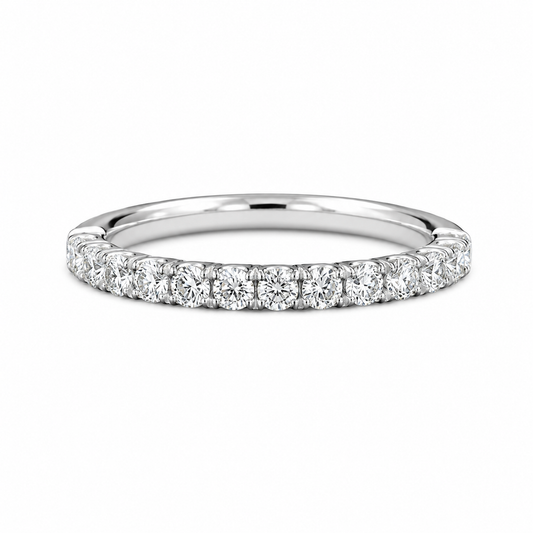 Mauli Jewels 14K White Gold Natural Diamond Wedding Band for Women, 1/3 Carat Total Weight, GH Color SI1-SI2 Clarity, Round Diamond Anniversary Ring, Size 7